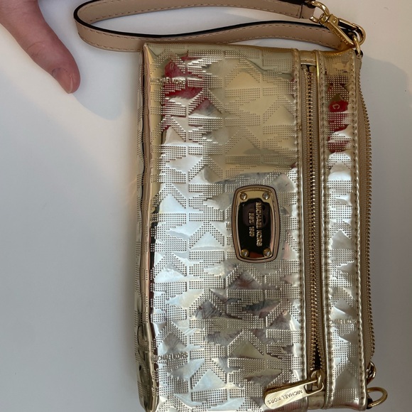 Michael Kors Metallic Gold Women's Wristlet - Picture 5 of 9